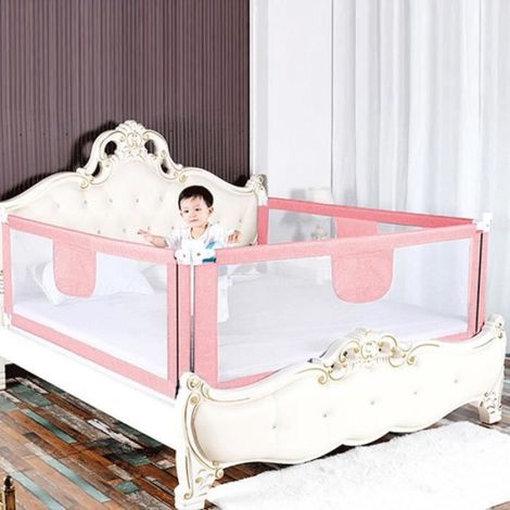 Barrière de Lit Portable Bébé Réglable en Hauteur Rose - - Universel - Mixte - 7 mois à 5 ans (1/3)