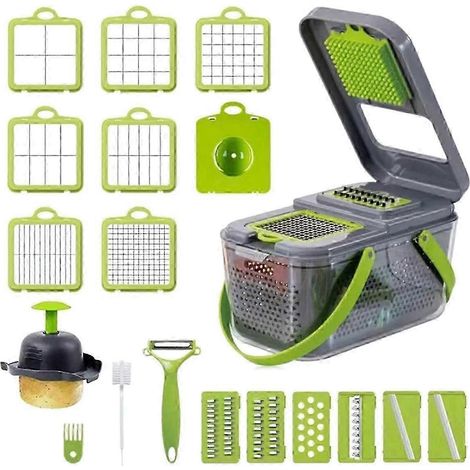 Ensemble de 22 pièces pour hachoir de cuisine manuel : trancheuse multifonctionnelle pour oignons et légumes (1/5)