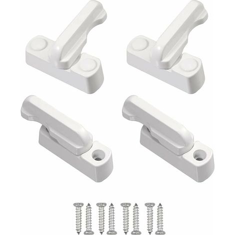 4-teiliges Sicherheitsschloss-Set, Fensterdrehbegrenzer mit Schrauben, weiße Fensterschlösser, Fensterheber für verschiedene Türen und Fenster sowie für die Haussicherheit (1/3)
