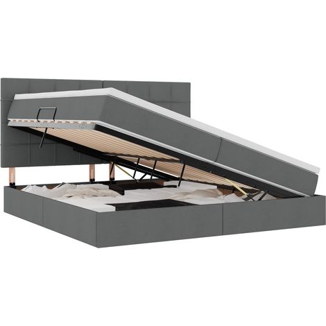 Maison Exclusive - LED-Speicherbett mit Matratze Dunkelgrau 200 x