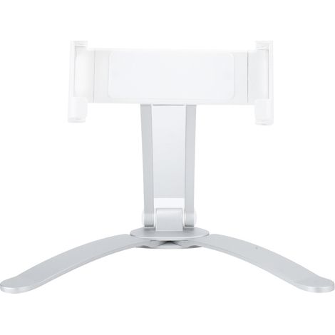Support de table 2 en 1 pour téléphone et tablette, en alliage d'aluminium et ABS, argenté. (1/5)