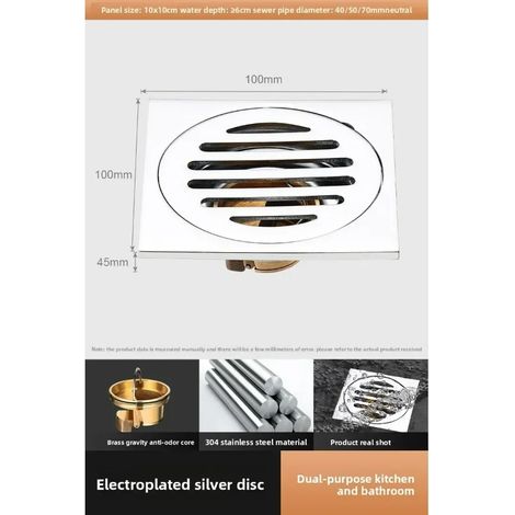 (10X10 A)Floor Drain Square 15xStainless Steel Drain Toilet Balcony Bathroom Shower Anti-odor Drains Tile Insert Waste Grates New (1/4)