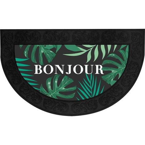 Tapis d'Entrée Demi-Lune "Vesta" 45x75cm Noir & Vert
