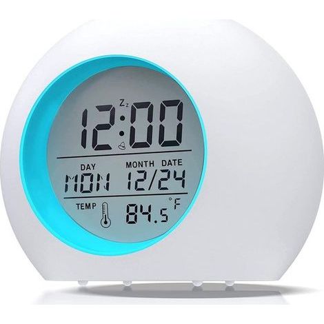 Ynkkvre – 7-farbiger LED-Wecker mit Digitalthermometer, Timer, Tischwecker und Schlummerfunktion (1/5)