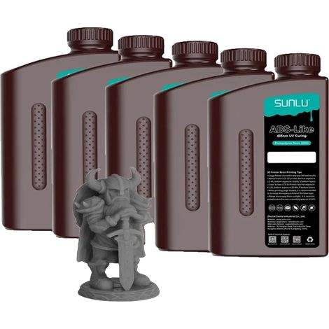 Resina per stampa 3D, lavabile con acqua, polimerizzazione UV rapida, grigio scuro simile all'ABS (1/2)
