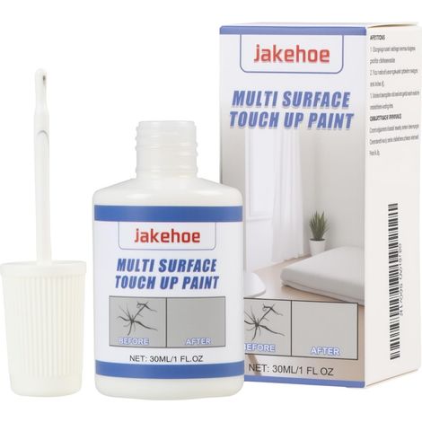 Vernice bianca per ritocchi su smalto, piastrelle, ceramica, metallo, lavandini e pareti, 30 ml. Ideale per riparare graffi, scheggiature e crepe, per una finitura liscia. (1/5)