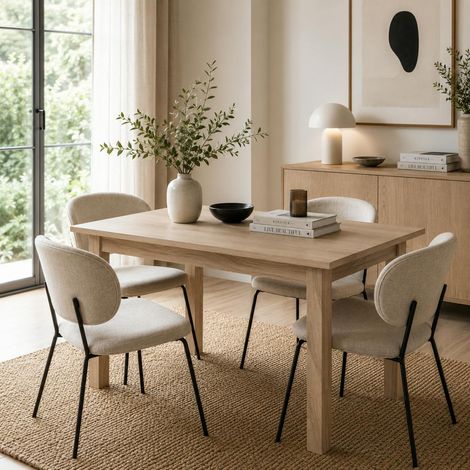 Table à manger extensible effet bois 120-160 cm ALVA (1/5)