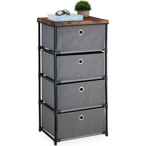 Chest of drawers in wooden design with fabric drawers (1/5)