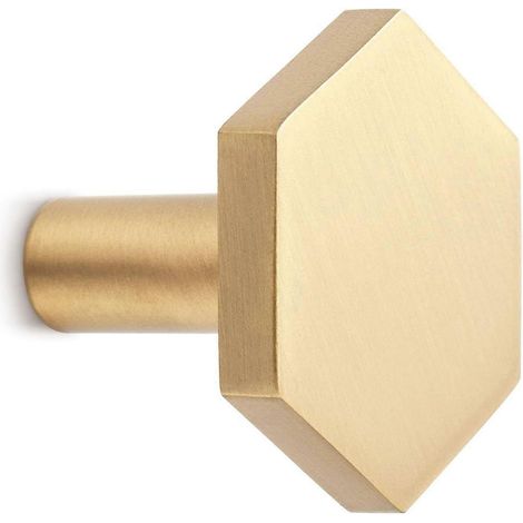 Filiyano-Lot de 4 crochets décoratifs dorés pour vêtements, fixation murale, cintre individuel en laiton pour clés, serviettes, chapeaux (hexagone) (1/4)