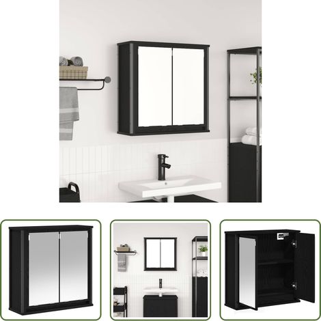 vidaXL Rangement salle de bain - Armoire murale de salle de bain miroir chêne noir 60x21x60 cm (1/5)