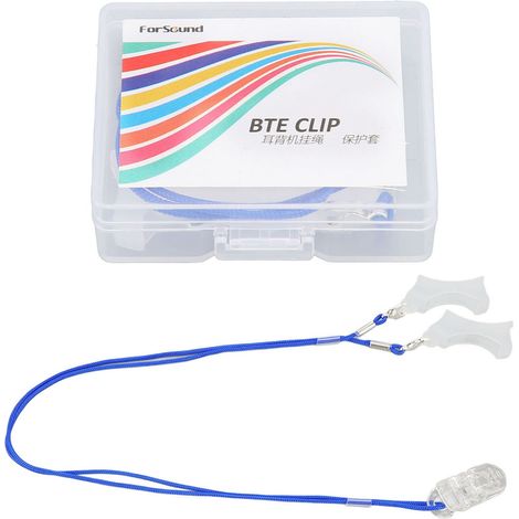 Cordon de sécurité pour appareil auditif, clip transparent, cordon bleu, anti-perte, tour de cou pour seniors et enfants, stéréo, accessoire pratique (1/5)
