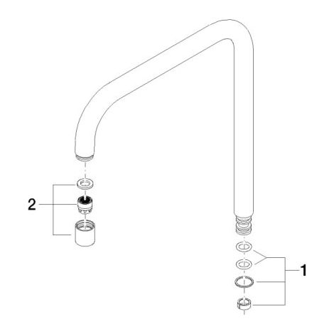 Dornbracht 90282220901-00 Bec carré Pièces de rechange