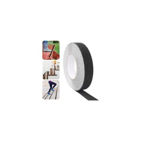 Ruban antidérapant adhésif 15m x 25mm – PVC + sable de quartz – Résistant à l'usure – Pour escaliers et surfaces glissantes - 15M25MM (1/5)