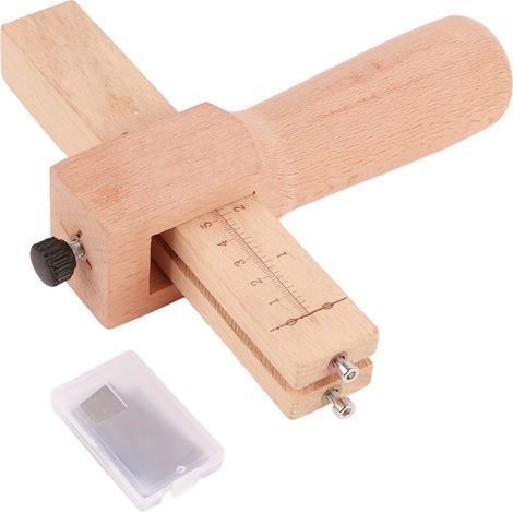 Lederschnürschneider, verstellbarer großer Lederstreifenschneider, Lederhandwerks-Handschneidwerkzeug mit 5 austauschbaren Klingen (1/5)
