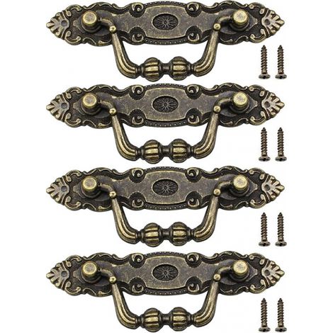 4 Pcs Vintage Drawer Handle Bronze Furniture Handle for Cabinet Door with Screws (1/5)