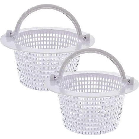 Lot de 2 paniers de rechange pour skimmer de piscine hors sol avec poignée, accessoire de filtration murale, construction robuste en plastique. (1/5)