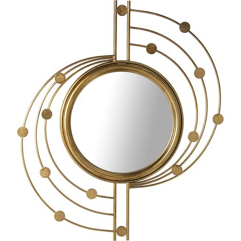 Miroir Mural avec Cercles métalliques et Miroir en Or 66x3x78cm 33cm