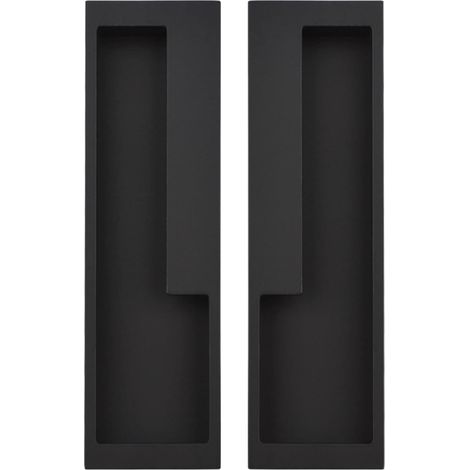 Lntyq Lot de 2 poignées de porte coulissante encastrées en alliage d'aluminium, 20 cm, modernes et simples pour tiroir de grange, placard, armoire/noir mat