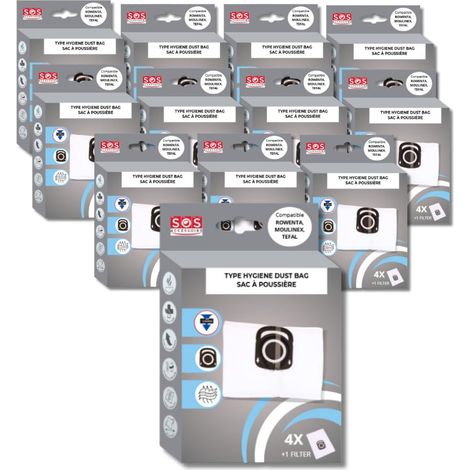 Ersatzteil - Satz von 12 Packungen mit 4 Beuteln + 1 Filter HYGIENE+ -  - ROWENTA, TEFAL, MOULINEX (1/2)
