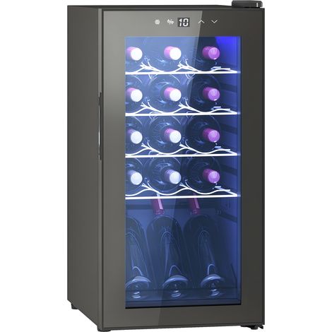 Cave à vin 15 bouteilles. Capacité : 44 L. Contrôle de la température et étagères réglables. Noire. (1/5)