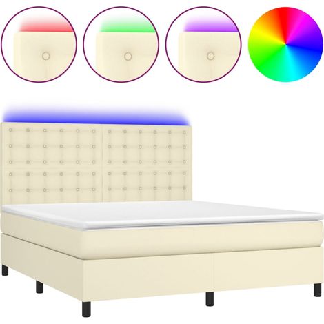 Maison Exclusive - Boxspringbett mit Matratze & LED Creme 180x200