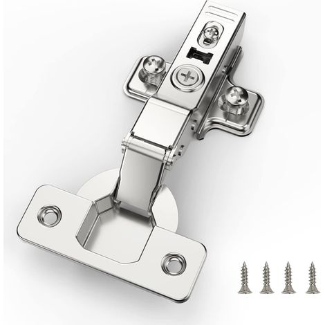 10 pièces Semi Recouvrante Charnière Porte Placard, angle d'ouverture 110 ° avec ressort hydraulique Charnières d'armoire de cuisine à fermeture douce parfaite, distance du trou 45 mm