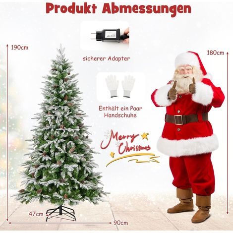Sapin de Noël enneigé pré-illuminé de 190 cm avec lumières LED