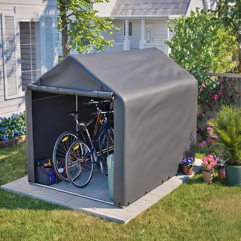 Abri à vélos métal PE 160 x 220 x 165 cm avec portail enroulable (1/5)