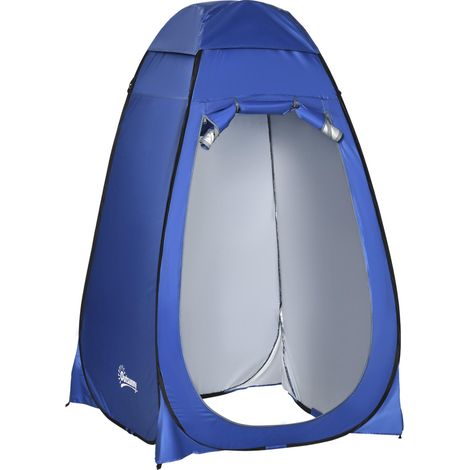 Tente de toilette pliable, 120 x 120 x 190 cm, tente de douche de camping mobile, cabine de change avec poche intérieure, polyester, bleu foncé