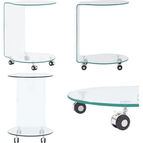 Table basse 45x40x58 cm Verre trempé - Table Basse Design Moderne - Table Basse Verre Trempé - Meuble Salon Tendance - Table D'appoint Contemporaine - Table Basse Ronde Transparente - Home & Living (1/5)