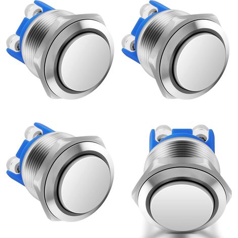 4 Pieces 16 mm Momentary bouton poussoir, Waterproof Push Button Switch, Push Button Switch, Round Push Button Switch, Momentary Mini Push Button Switch, Round Momentary Switch (High Head) (1/5)
