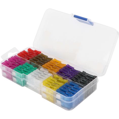 Packung mit 100 Flachsicherungen 2/3/5/7,5/10/15/20/25/30/35A für Pkw- und Lkw-Umbauten (1/5)
