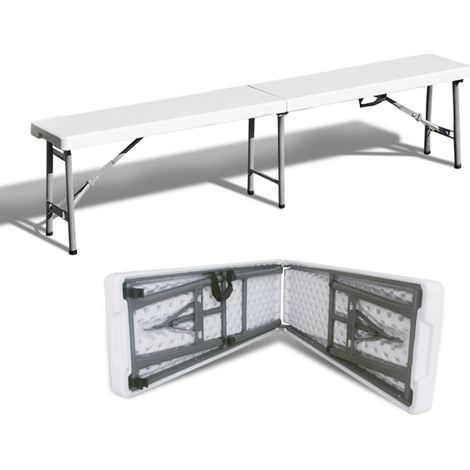 TERRE JARDIN - Banco de jardín plegable blanco para 4 personas (1/5)