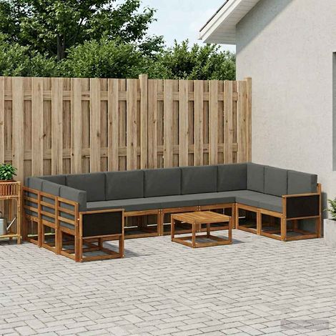 vidaXL Outdoor-Sofagarnitur mit Kissen 11 pcs Natur und Anthrazit (1/5)