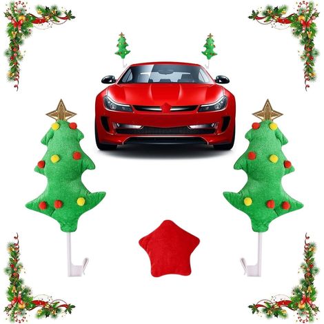 Decorazione natalizia per auto con stella rossa a cinque punte, costume da albero di Natale, accessorio per auto per tutti i tipi di auto, camion, furgoni, SUV (1/5)
