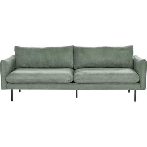 Sofá moderno 3 plazas asiento acolchado patas metal negro tela chenilla verde Vinterbro (1/5)