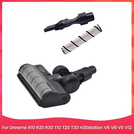 Brosse électrique pour aspirateur Dreame R10 R20 R30 V11 V12 - Kit d'accessoires avec tête de brosse souple à rouleau et lumières LED