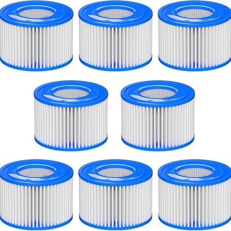 8 cartucce filtranti di ricambio tipo VI per pompe idromassaggio, universali per piscine gonfiabili benessere. (1/5)