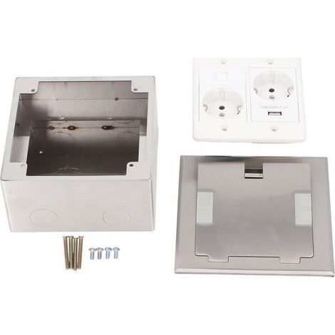Bodeneinbausteckdose 2500W 16A 2 Steckdosen 1 USB-Anschluss für Computer Integriertes Netzteil (1/5)
