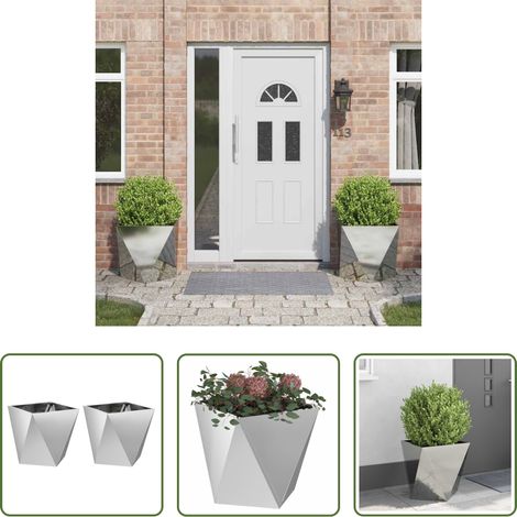 Terrassenpflanzer - Pflanzkübel 2 pcs Silber 50 x 50 x 50 cm Verzinkter Stahl (1/5)