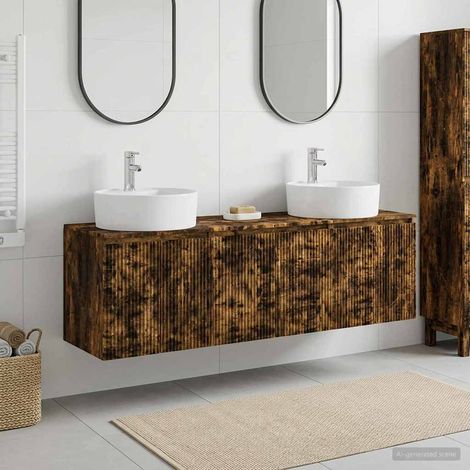 vidaXL Bathroom Cabinet Set 3 pcs Smoked Oak 161.5 x 44.5 x 82 cm (1/5)