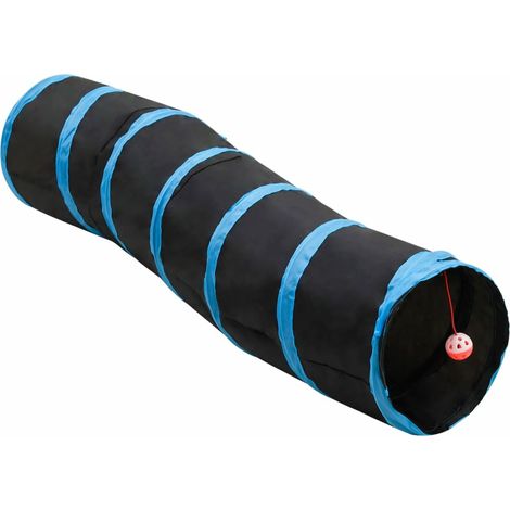 Tunnel per gatti a forma di S 122 cm poliestere nero e blu 020005141 (1/5)