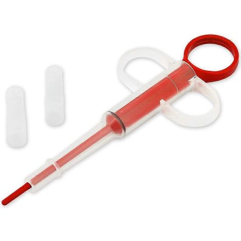Distributeur de pilules et comprimés en plastique au style distinctif, seringue injectable durable avec embout souple pour chiens et chats - Rouge (1/5)