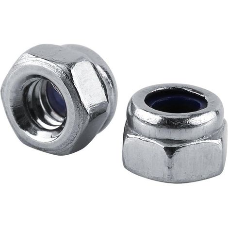 Écrou autobloquant, M2-M12 Acier Inoxydable SS304 Écrou de Blocage Écrou Hexagonal Écrous hexagonaux avec Insert en Nylon(M4) (1/5)