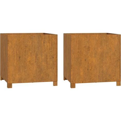 Vaso per fioriera aiuola rialzata piante fiori giardino terrazze con piedini set da 2 Rusty 49 x 47 x 50 cm acciaio corten marrone 020038878