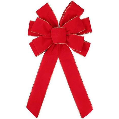 Films de Noël, Noël rouge, Flanelle rouge, Nœuds multiples pour les oreilles, Rubans de Noël, Décorations pour sapin de Noël, Couronne (1/5)