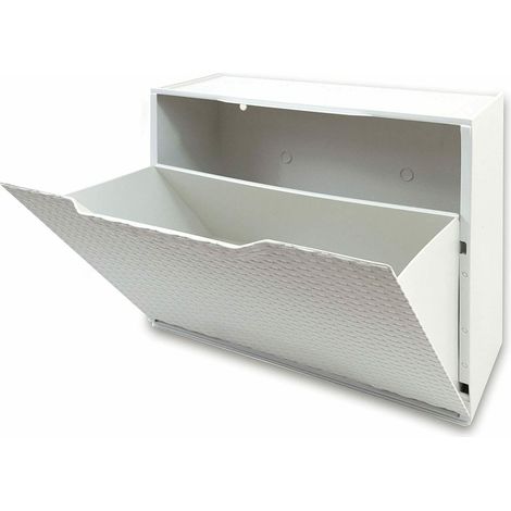 SCARPIERA PORTA SCARPE RATTAN BIANCA MODULARE COMPONIBILE RESINA 51x17x40 H 970