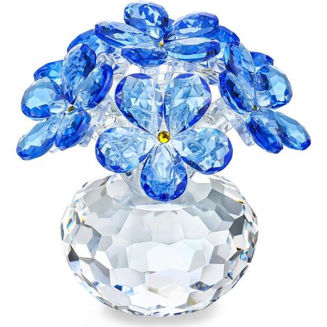 Statuetta di fiore in cristallo blu "Non ti scordar di me", regalo per mamma, moglie, fidanzata, decorazione floreale in vetro per casa, ufficio, centrotavola (8,57,57,5 cm) (1/5)