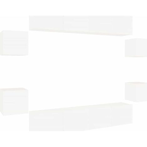 Maison Exclusive - Set Mobili Porta TV 8pz Bianco in Legno Multistrato (1/5)