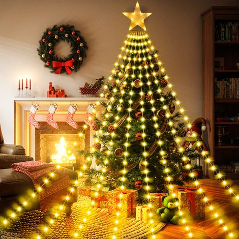 Luci Natale Stella LED 3,5 m 8 Ghirlande 298 LED Luce Calda (1/5)